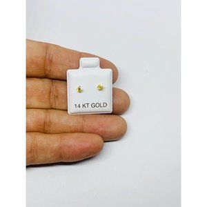 Real 14k Gold Earrings Yellow CZ 3mm